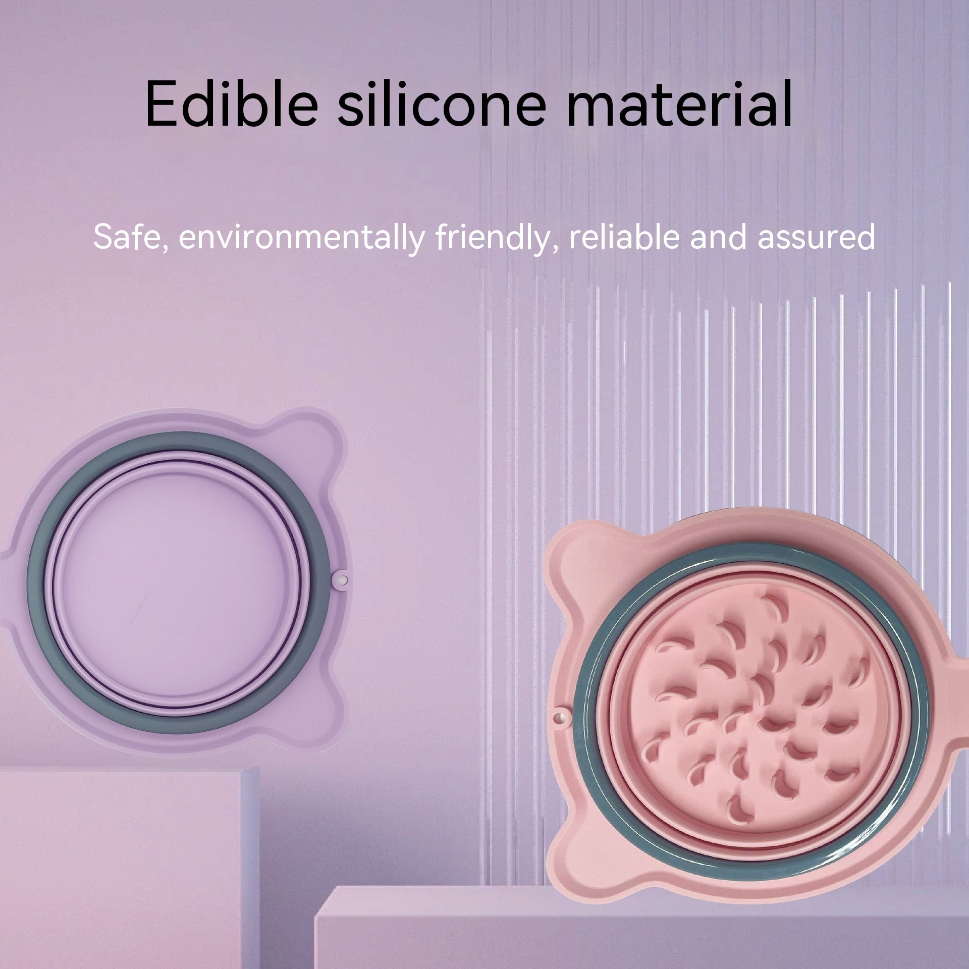 Silicone Double Pet Bowls - Foldable, Anti-Choke, Outdoor Use